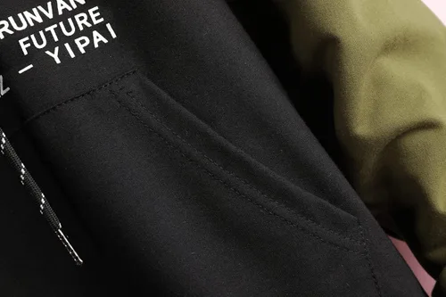 Miniatura 5 de GURUNVANI Sudadera con capucha de color de contraste para hombre
