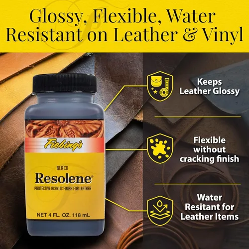 Miniatura 4 de Fiebing's Acrylic Resolene (4 onzas, negro) - Acabado protector de cuero acrílico - Capa superior flexible y resistente al agua para botas teñidas