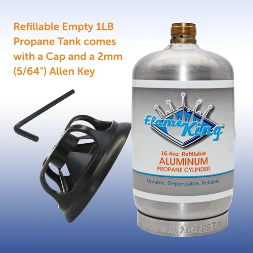Miniatura 5 de Flame King Tanque de Cilindro de Propano de Aluminio Vacío de 1LB - Resistente a la Corrosión y Libre de Óxido, Ideal para Acampar y Pequeños