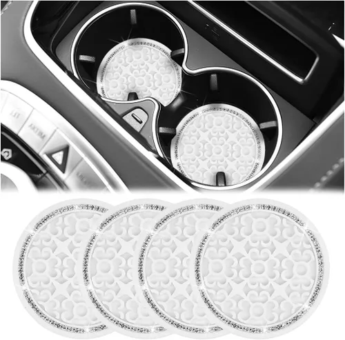 Miniatura 12 de Zpana – Portavasos para automóvil con diamantes de imitación, 4 unidades, 2.75 pulgadas, silicona con cristales de strass, tapetes antideslizantes