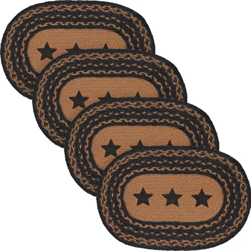 Miniatura 15 de VHC Brands Farmhouse Star - Mantel individual para mesa de comedor, yute trenzado, ovalado, negro tostado, 10 x 16 pulgadas