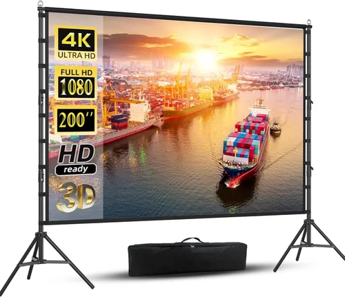 Miniatura 9 de Pantalla de proyector de 180 pulgadas con soporte, pantalla de proyección exterior HUANYINGBJB portátil, pantalla de película frontal trasera 16:9