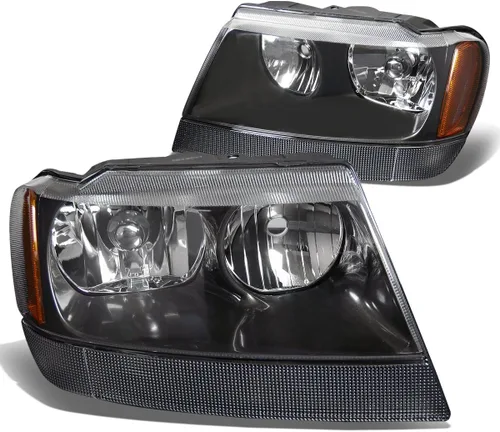 Miniatura 7 de DNA MOTORING HL-OH-JGC99-BK-CL1 - Repuesto de montaje de faros delanteros color negro transparente compatible con Jeep Grand Cherokee 99-04