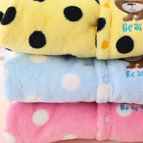 Miniatura 4 de Enterito grueso de invierno para bebés, de Happy Cherry, con lunares y capucha, Suave, 9-12 meses, Rosado