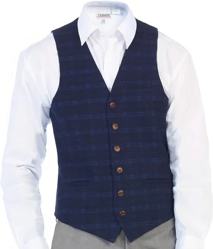 Miniatura 29 de Gioberti Chaleco de tweed formal de 6 botones para hombres