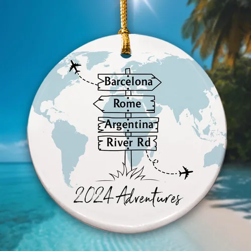 Miniatura 14 de Adorno de Navidad personalizado para parejas - Texto personalizado, lindo adorno de playa, vacación memorable, recuerdo de boda, casados en Hawái