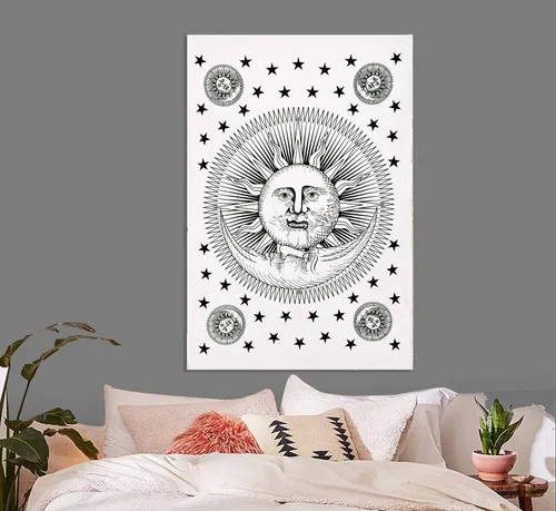Miniatura 4 de ANJANIYA Tapiz de mandala de teñido anudado, diseño de tarot bohemio, para colgar en la pared, para habitación, hippie de playa