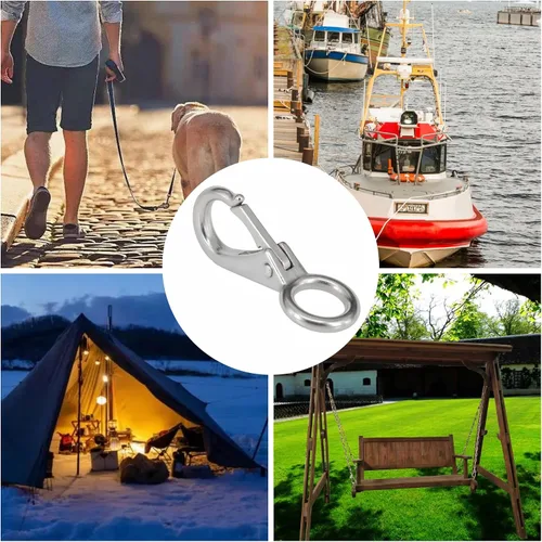 Miniatura 5 de Stainless Steel 316 Spring Snap Hook – Fixed Eye Clip for Boat, Flag Pole, Keychain, Car Keys Rustproof Snap Shackle with High-Strength Locking