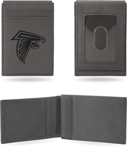 Miniatura 11 de Rico Industries - Cartera de bolsillo frontal con grabado láser NFL de fútbol, gris, compacta/cómoda/delgada