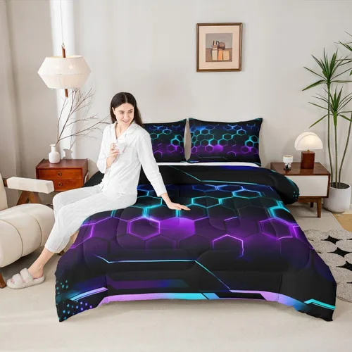Miniatura 12 de Juego de ropa de cama Happy Camping de Homewish, tamaño individual, con diseño de osos cazadores y pinos, para niños, hombres, adultos, decoración