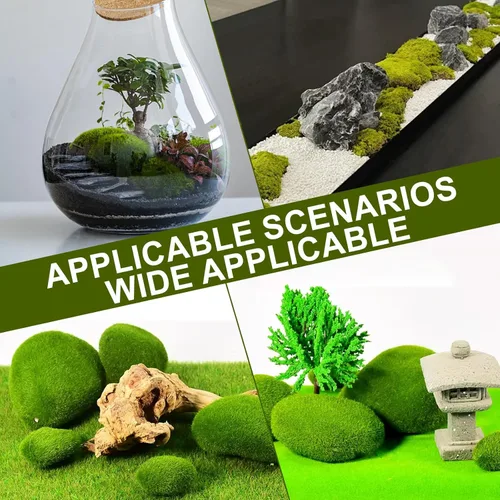 Miniatura 3 de 40 rocas de musgo artificiales, 4 tamaños de rocas de musgo falsas, decoración de musgo verde para arreglos florales, jardines de hadas