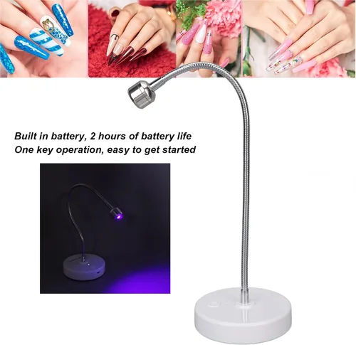 Miniatura 3 de LAJS5d4 - Lámpara de uñas LED UV, luz de curado de gel USB de 3 W con cuello de cisne giratorio de 360 grados, temporizador 60S para uso en salón