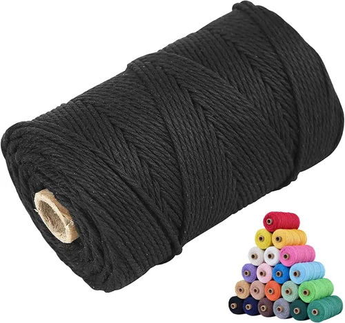 Miniatura 32 de Cuerda de algodón para macramé, de 0.11 pulgadas x 109 yardas, cuerda de macramé natural marrón, suministros perfectos de algodón para hacer