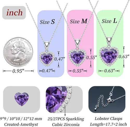 Miniatura 6 de GZWHD Collares con dije de corazón para mujeres y niñas, con circonita cúbica, regalo de San Valentín, día de la madre, Navidad, aniversario, regalo