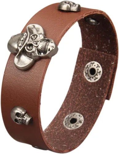 Miniatura 37 de Jeilwiy Pulseras de cuero punk para hombres, pulseras hechas a mano, brazalete ancho, joyería trenzada, color negro y marrón, ajustable, regalos