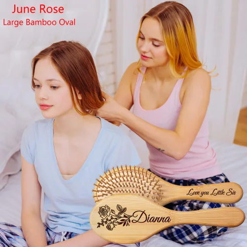 Miniatura 6 de Cepillo de pelo de madera personalizado para mujeres, cepillo de pelo con nombre personalizado y flor de nacimiento, regalos para mamá, esposa