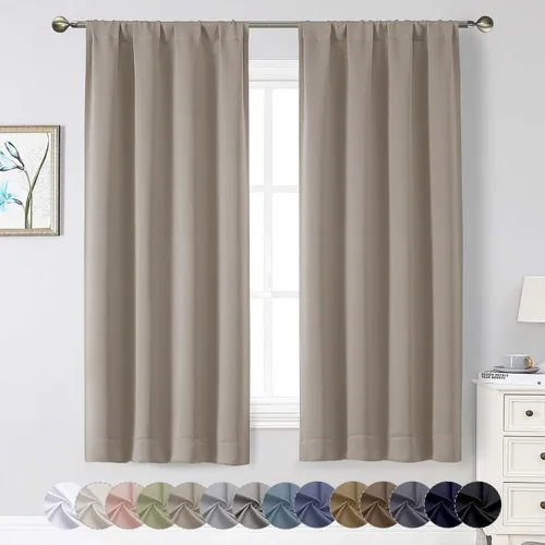 Miniatura 100 de Cortinas opacas para dormitorio, sala de estar, juego de 2 paneles de 54 pulgadas de largo, cortinas de oscurecimiento de habitación con aislamiento