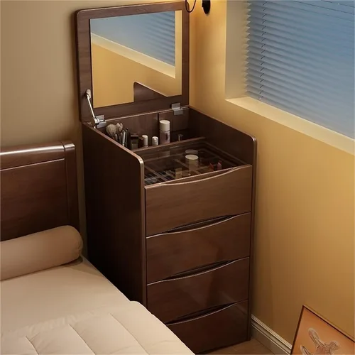 Miniatura 4 de Makeup Vanity with 3 Drawer and Storage Stool Vanity Dressing Table with Flip Top Dressing Desk Set with Mirror and Jewelry Organizer for