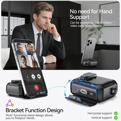 Miniatura 4 de Funda para AirPods Pro 2 (2023/2022/2019) con soporte para teléfono, (con interruptor a presión automático), diseño de fibra de carbono, cubierta