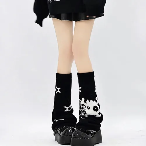 Miniatura 6 de American Trends Calentadores de piernas Y2k Kawaii negro blanco lindo calentadores de piernas Y2k accesorios góticos para mujeres niñas 80s fiesta