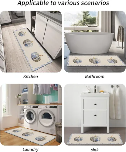 Miniatura 5 de Tapete de baño tradicional de calabazas para bañera, antideslizante, de secado rápido y absorbente, tierra de diatomeas, para ducha, fregadero