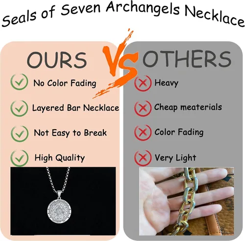 Miniatura 4 de FLYUN Seal of The 7 Arcángeles Collar con colgante para hombre, collar de protección de siete arcángeles para hombres, joyería de amuleto