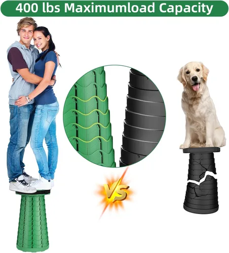 Miniatura 4 de Qiguet Taburete plegable, silla plegable, silla portátil mejorada con capacidad de carga de 400 libras, taburete portátil para camping, pesca