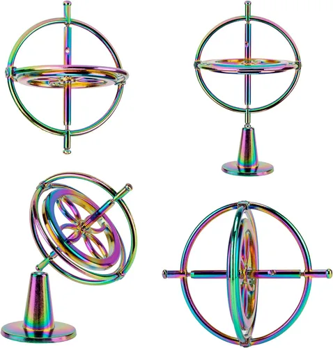 Miniatura 3 de QLKUNLA - Juguete de giroscopio de metal, antigravedad, rotativo, para escritorio, giroscopio de movimiento de vuelo, equilibrio de física, juguete