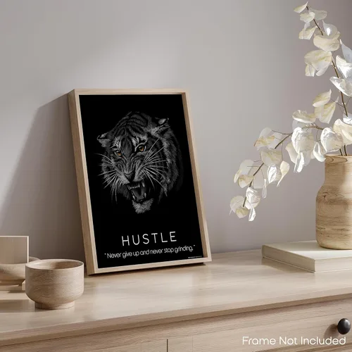 Miniatura 5 de Inspirational Wall Art Co. - Hustle - Pósteres con citas motivacionales de éxito de Tiger Focus - Impresión para el hogar, oficina, negocios