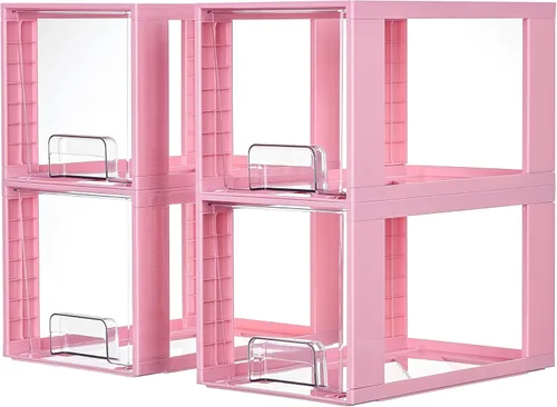 Miniatura 9 de Vtopmart Paquete de 4 cajones grandes apilables de almacenamiento, fácil de montar, organizadores de acrílico para debajo del fregadero del baño