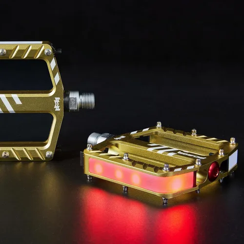 Miniatura 4 de Pedales de bicicleta con luces LED, 5 modos, toque de encendido/apagado, recargable por USB, impermeable, pedales planos de aluminio CNC