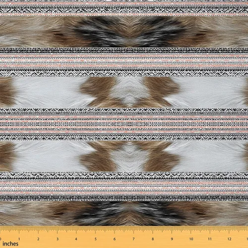 Miniatura 9 de Feelyou The Yard, tela de piel de vaca exótica con rayas étnicas bohemias, tela de tapicería de piel de animal para sillas, patrón de piel de vaca