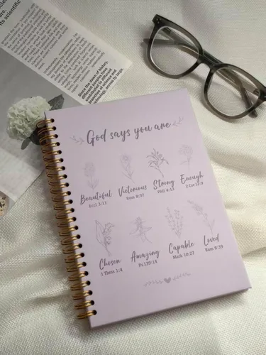 Miniatura 2 de Cuadernos cristianos en espiral para mujeres - Diario de oración para estudio bíblico con "Dios dice", 140 páginas, cuaderno de materias de tapa