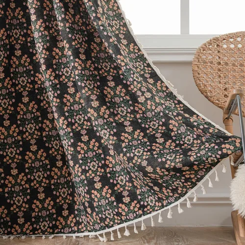 Miniatura 24 de ENJOYBRIDAL - 2 paneles de cortinas, florales, estilo bohemio, de granja, rústico o clásico, semitraslúcidas, con bolsillo para cortinero y borlas