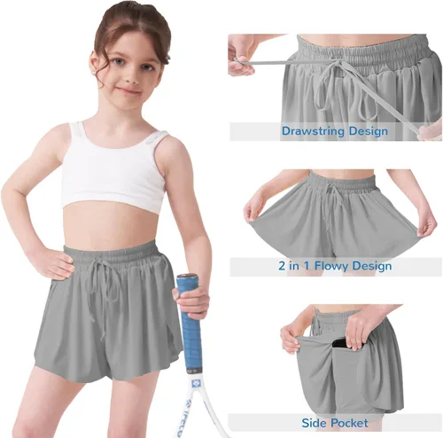 Miniatura 2 de Pantalones cortos fluidos con diseño de mariposa para niñas, pantalones cortos deportivos para niñas, pantalones cortos de mariposa para niños