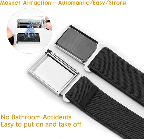 Miniatura 3 de JASGOOD Cinturón magnético ajustable para niños y niñas, cinturón elástico con hebilla magnética fácil para niñas de regreso a la escuela