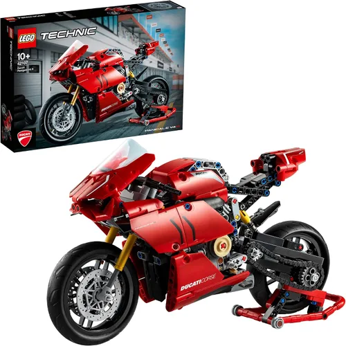 LEGO 42107 Technic Ducati Panigale V4 R - Kit de construcción de modelos coleccionables con caja de cambios y suspensión de trabajo, idea de regalo,