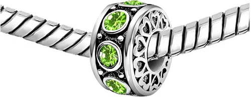 Miniatura 2 de KunBead Dijes de cuentas de plata con corazón de piedra natal para cumpleaños pulseras y collares para mujer Cristal
