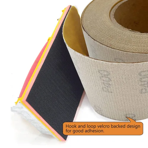 Miniatura 5 de Rollo de papel de lija de grano 120 con gancho y bucle, 2-3/4 pulgadas x 20 yardas de óxido de aluminio con respaldo de gancho y bucle, paño