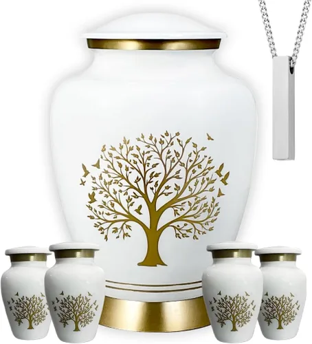 Miniatura 9 de AmericUrn Blue Tree of Life Urnas de Cremación Personalizadas con Grabado Personalizado para Cenizas Humanas – Conjunto Memorial para Adultos
