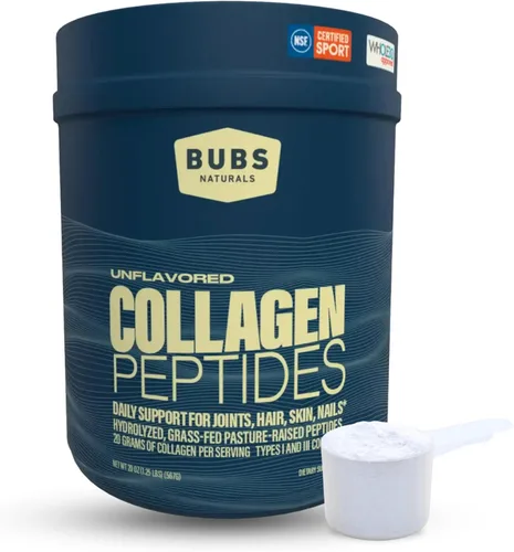 Miniatura 10 de BUBS Naturals Péptidos de colágeno en polvo sin sabor – Las mejores proteínas para articulaciones y piel – Alimentado con pasto criado – apto