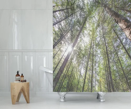 Miniatura 3 de CAPSCEOLL Tree Forest Nature - Cortina de ducha con diseño de árbol en el bosque, cortina de baño para baño, tela de poliéster impermeable, 66 x 72