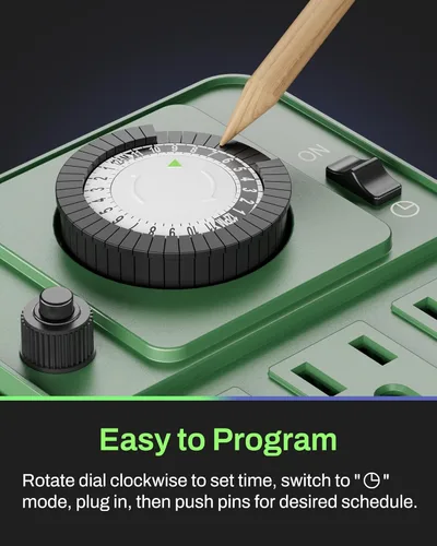 Miniatura 3 de BN-LINK Temporizador de estaca eléctrica para exteriores, impermeable, temporizador mecánico de 24 horas con 6 enchufes con conexión a tierra, cable