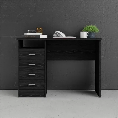 Miniatura 2 de Tvilum Escritorio con 4 cajones, grano de madera negro