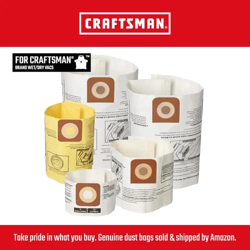 Miniatura 5 de CRAFTSMAN CMXZVBE38749 - Bolsas de recolección de polvo para aspiradora de uso general en seco y húmedo para la mayoría de aspiradoras CRAFTSMAN