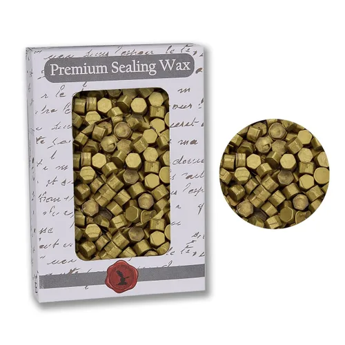 Nostalgic Impressions Cuentas de cera de sellado prémium de oro antiguo, 2 onzas, 350 piezas