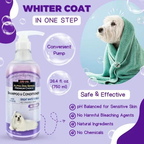 Miniatura 3 de Bright White - Champú y acondicionador natural para perros con aloe vera, juego de champú y acondicionador para perros con pH equilibrado, sin