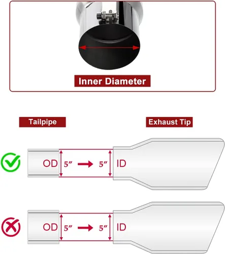 Miniatura 3 de Upower Punta de escape diésel de 5 a 6 pulgadas, puntas de tubo de cola atornillado de acero inoxidable, entrada de 5 pulgadas, salida de 6