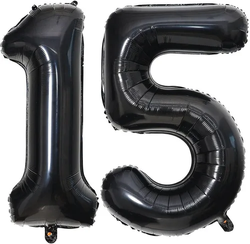 Miniatura 18 de Globos de 40 pulgadas negros con número 0 de helio, globos negros gigantes con número 0 para decoraciones de fiesta de cumpleaños, aniversario, baby