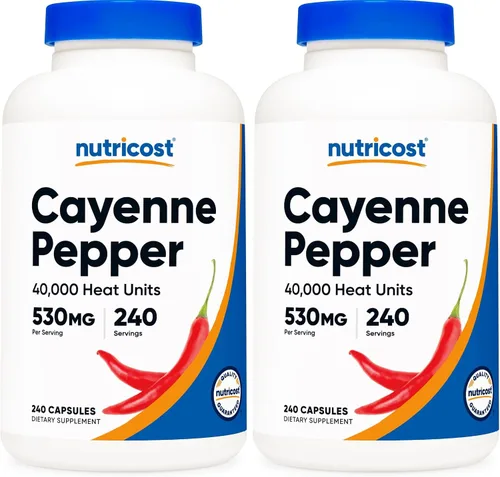 Miniatura 6 de Nutricost - Pimienta de Cayena 530 mg, 240 cápsulas - 40,000 unidades de calor, sin gluten, sin OMG